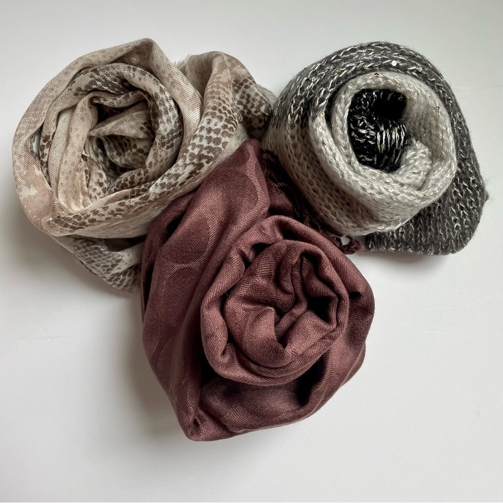 assorted scarves bundle of three